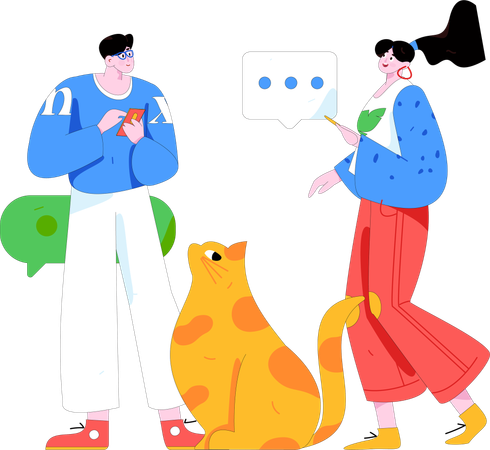 Pessoas conversando on-line  Ilustração