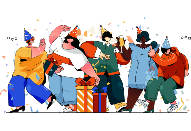 Pessoas curtindo a festa  Ilustração