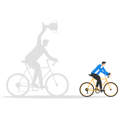 Pessoas de negócios andam de bicicleta e visão com sucesso  Ilustração