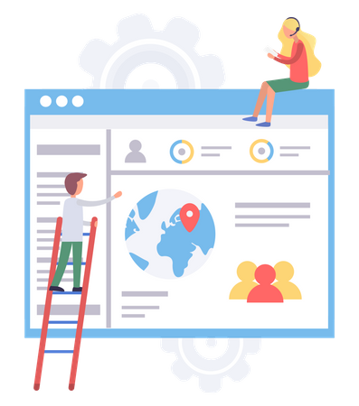 Pessoas de negócios com análise da Web  Ilustração