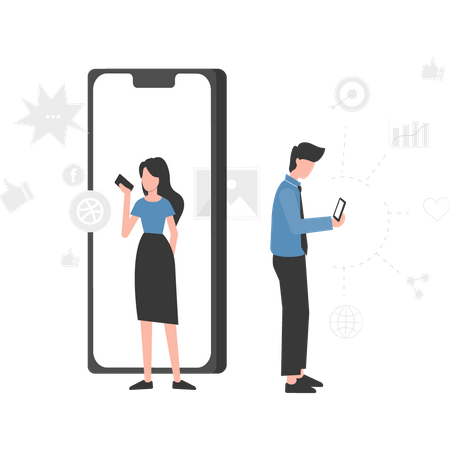 Pessoas de negócios fazendo conferência de negócios on-line  Ilustração