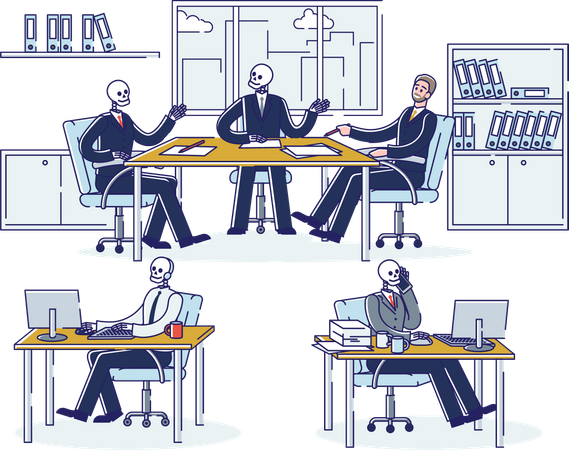 Pessoas de negócios que trabalham no escritório  Ilustração