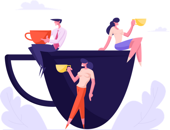 Pessoas de negócios tomando café  Ilustração