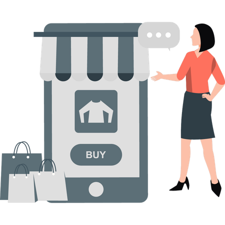 Pessoas de transporte de meninas para compras on-line  Illustration