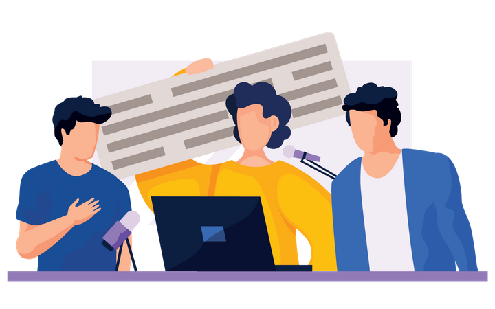 Pessoas em um programa de podcast  Illustration