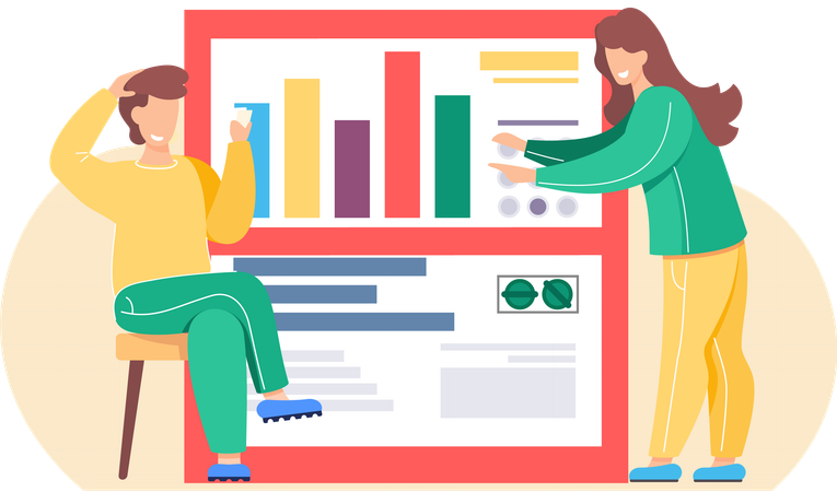 Pessoas de negócios analisando gráficos de negócios  Ilustração