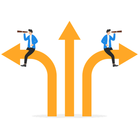 Pessoas de negócios com resolução e decisões  Ilustração