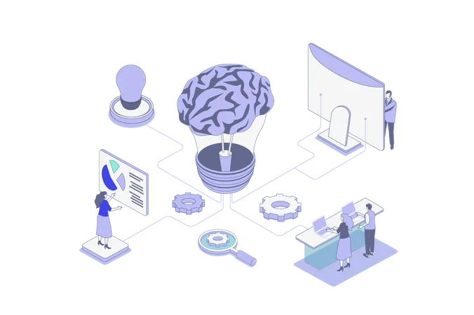 Pessoas de negócios fazendo brainstorming  Ilustração