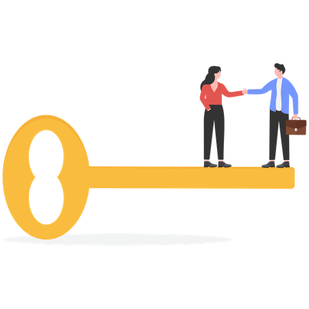 Pessoas de negócios colaborando com sucesso com as principais  Ilustração