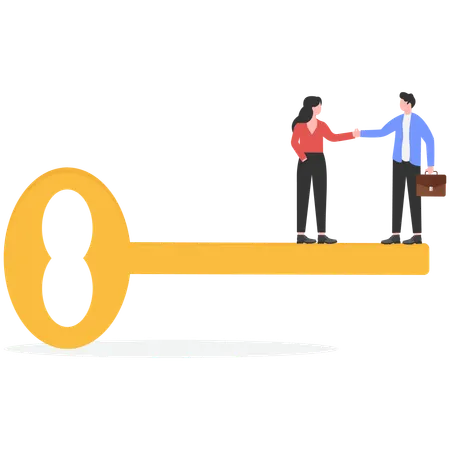 Pessoas de negócios colaborando com sucesso com as principais  Ilustração