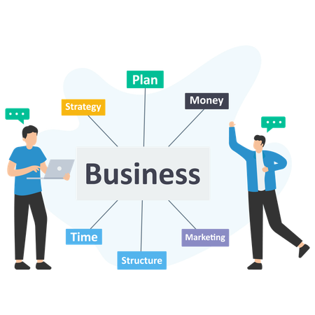 Empresários trabalhando em marketing empresarial  Ilustração