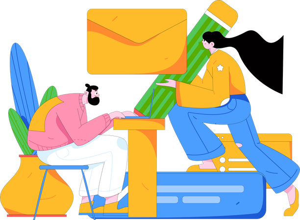 As pessoas escrevem e-mails  Illustration