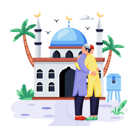 As pessoas estão comemorando o Dia do Eid  Ilustração