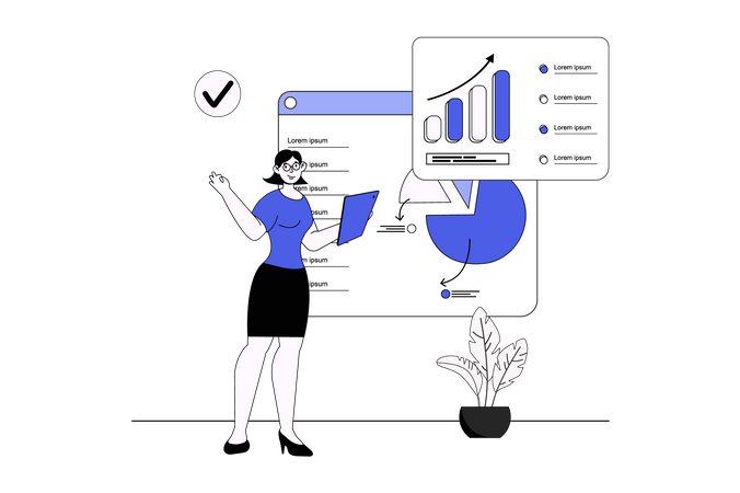 Pessoas fazendo análises financeiras  Ilustração