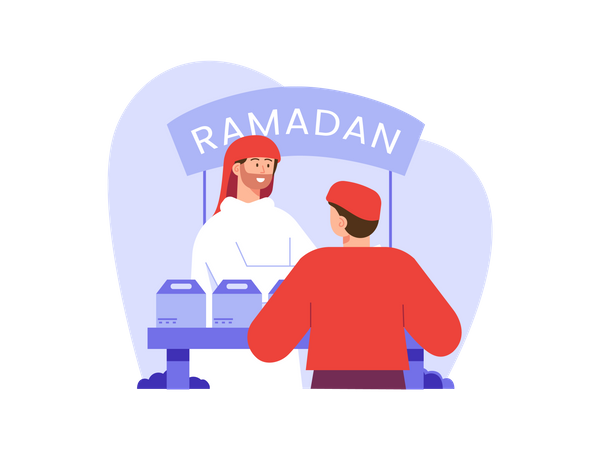 Pessoas fazendo compras para o Ramadã  Ilustração