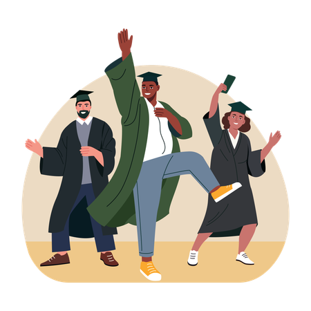 Pessoas fazendo dança de formatura  Ilustração