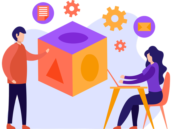 Pessoas fazendo colaboração empresarial  Ilustração