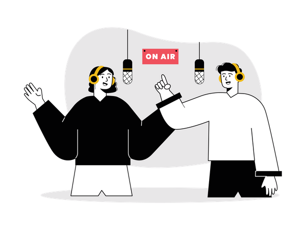 Pessoas fazendo podcasts no ar  Illustration