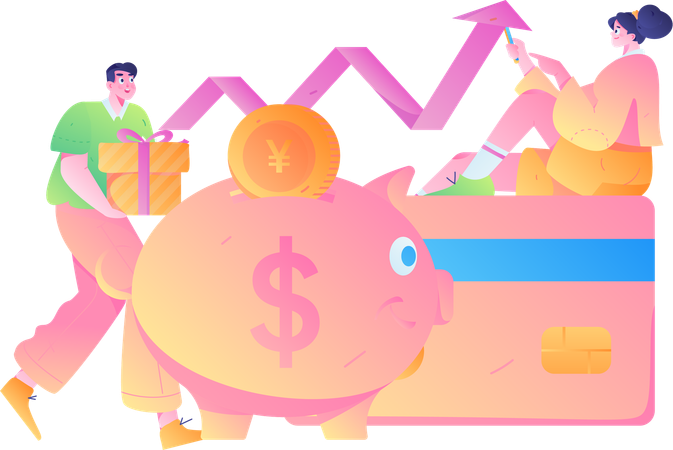 Pessoas fazendo economias seguras  Illustration