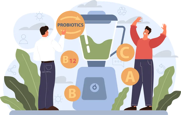 Pessoas fazendo shake de proteína  Ilustração