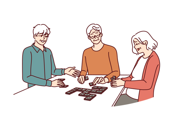 Os idosos estão resolvendo quebra-cabeças  Ilustração