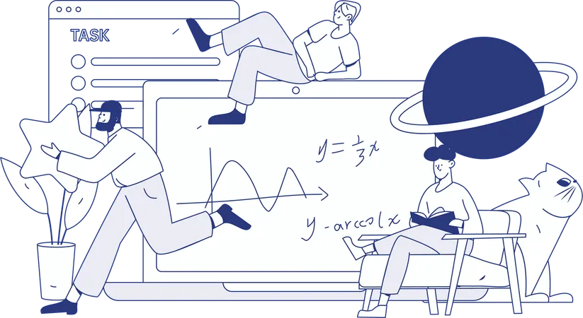 Leitura de livros de pessoas  Ilustração