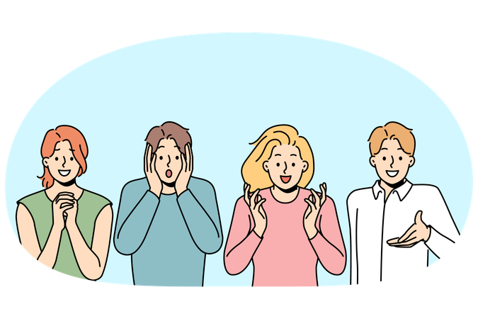 Pessoas mostrando várias emoções  Ilustração