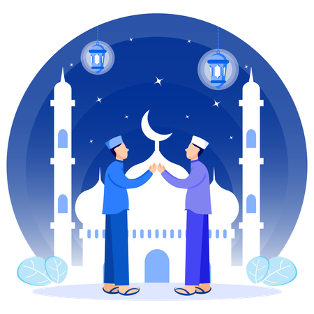 Povo muçulmano dando saudação do Ramadã  Ilustração