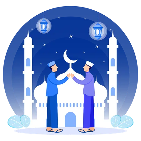 Povo muçulmano dando saudação do Ramadã  Ilustração