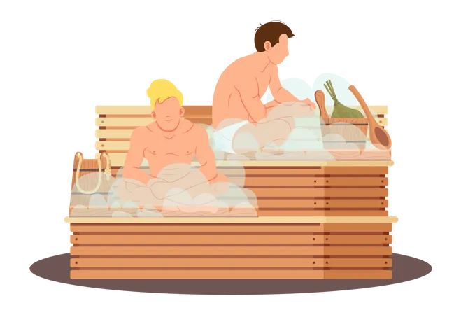 Pessoas na sauna  Ilustração