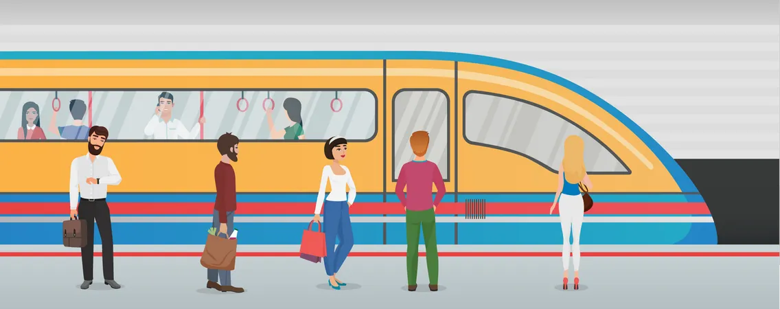 Pessoas no metrô  Ilustração