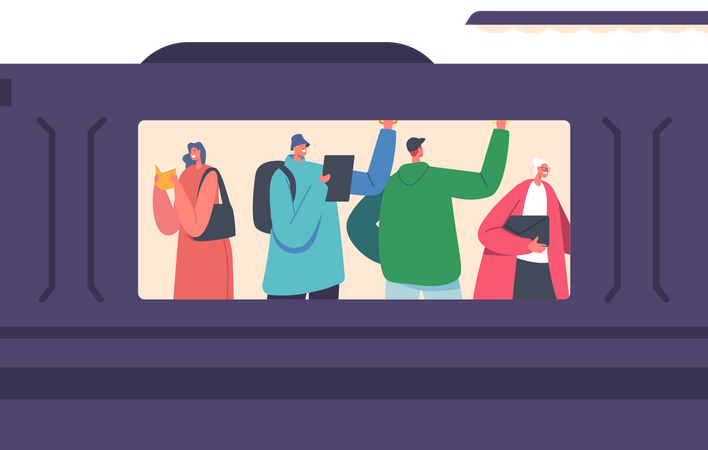 Pessoas no metrô  Ilustração