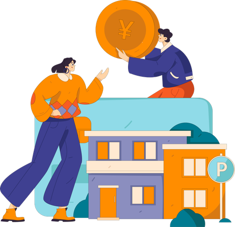 Pessoas recebendo empréstimo imobiliário  Ilustração