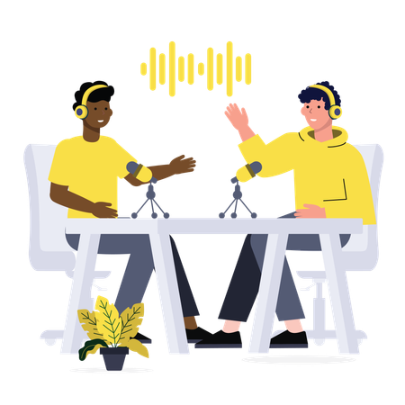 Pessoas podcasting  Ilustração