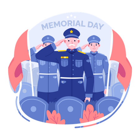 Pessoas prestando suas homenagens no Memorial Day  Ilustração