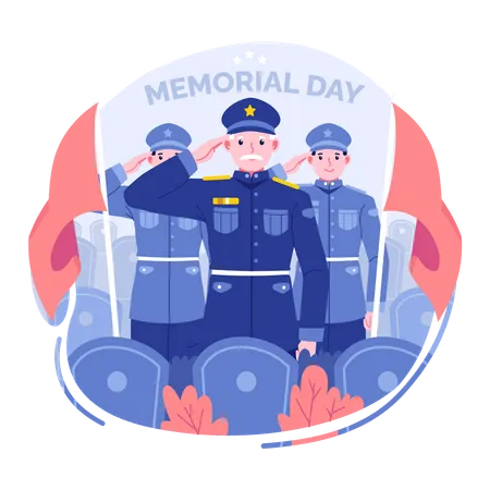 Pessoas prestando suas homenagens no Memorial Day  Ilustração