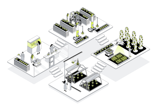 Pessoas que trabalham na Modern Agricultural  Ilustração