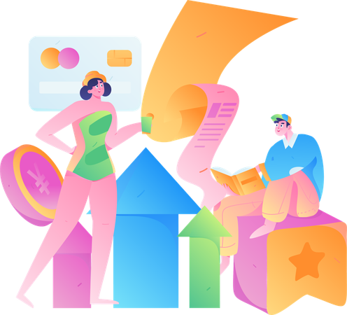 Pessoas recebendo recibo de pagamento  Ilustração