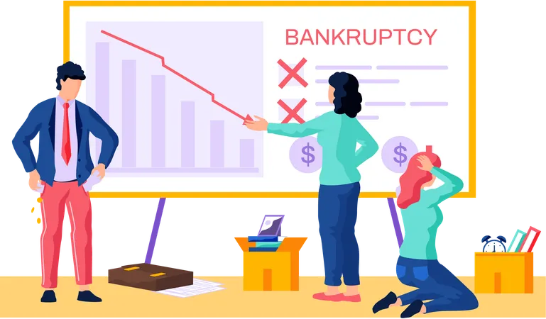 As pessoas se reúnem sobre os problemas econômicos da empresa  Ilustração