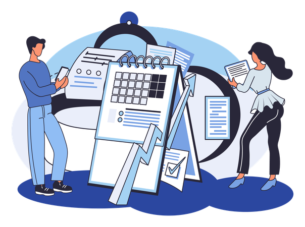 Pessoas trabalhando com gerenciamento de dados  Illustration