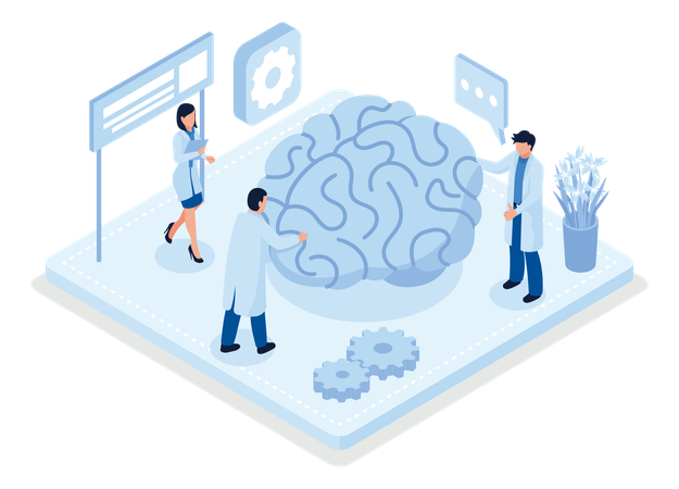 Pessoas que trabalham com inteligência artificial  Ilustração