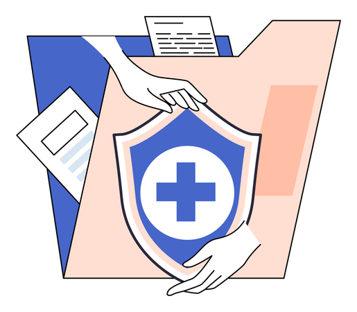 Pessoas trabalhando no programa de seguro médico  Ilustração