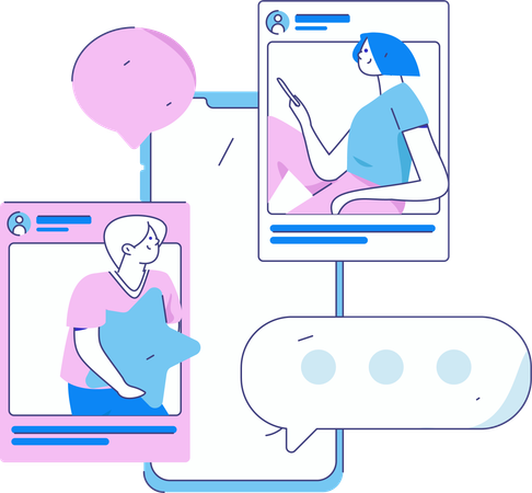 Pessoas usando mídias sociais para postar  Ilustração