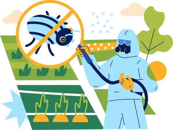 Pest control department spraying pesticide to control insect  Illustration