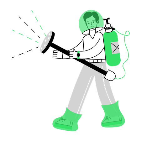 Pest Control Guy Spraying Pest Spray  Illustration