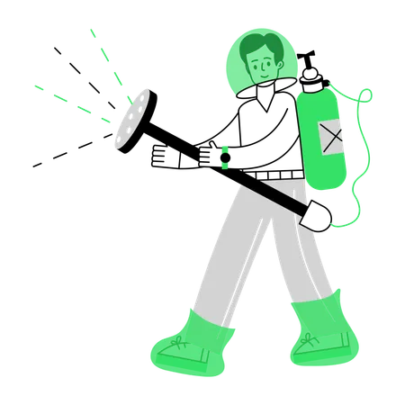 Pest Control Guy Spraying Pest Spray  Illustration