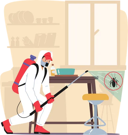 Pest control service in office  Illustration