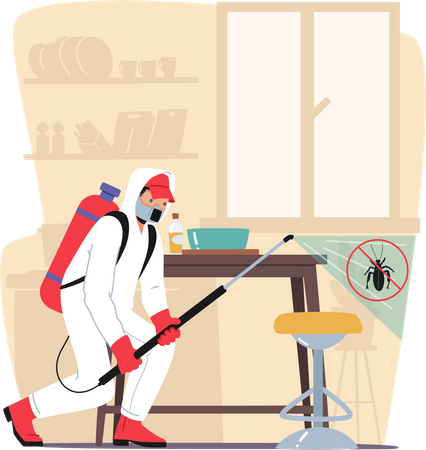 Pest control service in office  Illustration