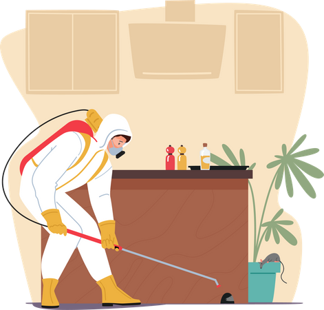 Pest control service works to eradicate pests  Illustration