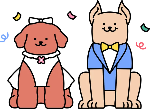 Pet dogs celebrates wedding  Illustration